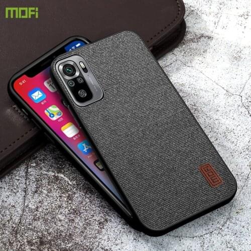 MOFI Case For Xiaomi Redmi Note 10s Luxury Fabric Leather Back Cover Case Shockproof Black Blue For Redmi Note 10 S Funda Capa