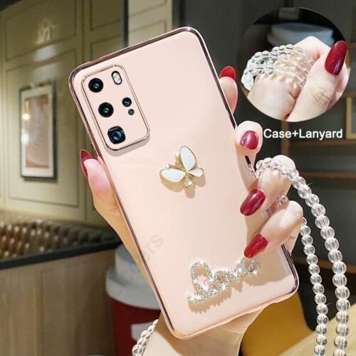 Case for Vivo X60 Z6 X50 X7 X27 Pro Y73S S7E Y52S Y30 Nex V20 SE S7 IQOO 5 Z1X 6D Bowknot Diamond Crystal Lanyard Plating Cover