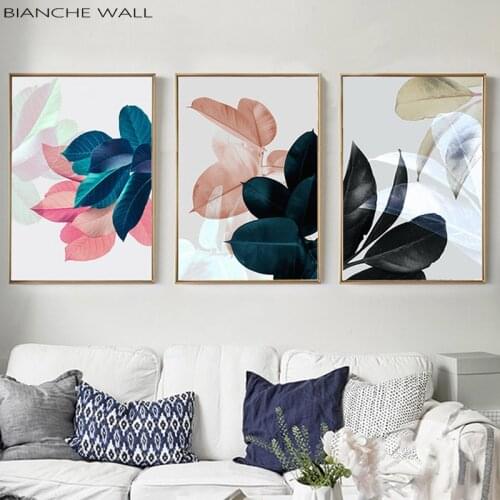 Colorful Plant Leaf Flower Canvas Painting Poster Wall Art Nordic Print Wall Picture for Living Room Modern Simple Room