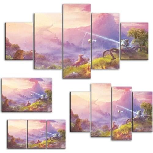 Home Decoration Canvas Beautiful Purple Mountain Sky Painting Pictures Wall Art Hd Prints Modular Frame Poster For Living Room