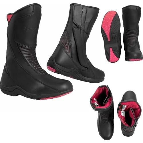 Breathable leather CE approved motorcycle boot women Touring Urban waterproof