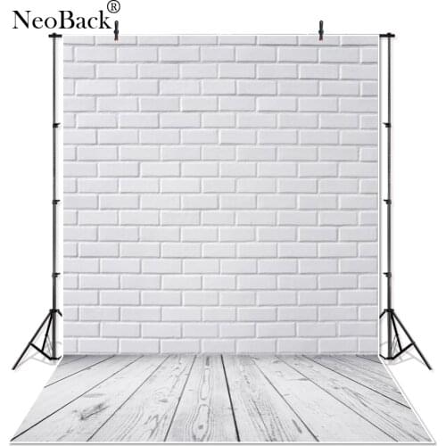 NeoBack 3x5ft Thin Vinyl Photography Backgrounds For Studio Photo Props White Brick Wall Wood Floor Photographic Backdrops P3082