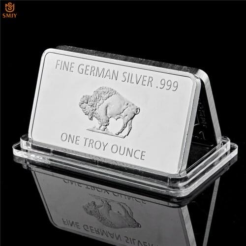 Germany Buffalo Bar Euro Mint 1 Troy Ounce Silver Bullion Bar Replica Coins Collection Spot Seconds