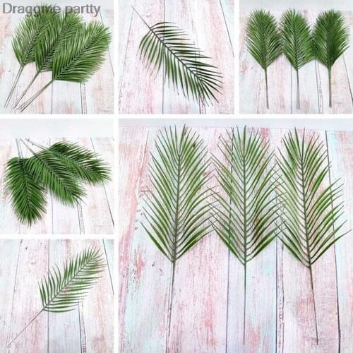 Artificial Iron Leaves Palm Tree Green Leaf Plants Plastic Potted Garden Bonsai Leaves Home Wedding Table Ornaments Decoration