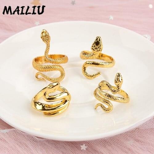 NEW Charm Finger Snake Rings for Men Women Gold Color Punk Rock Open Adjustable Knuckle Ring Party Jewelry Fashion Gift AAA