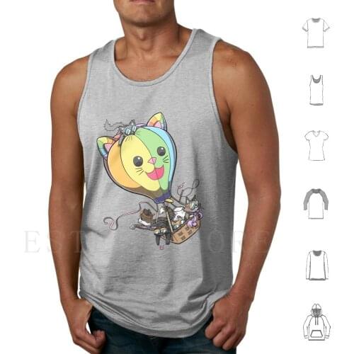 Kitten Balloon Tank Tops Vest Hot Air Balloon Cats Kittens Cat Kitten Sky Rainbow Cute Adorable Goggles