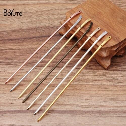 BoYuTe (10 Pieces/Lot) 3*160MM Metal Brass Hair Stick with 2 Holes Vintage Style Handmade Diy Hair Accessories