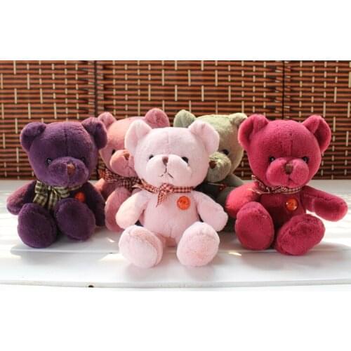 About 25 cm lovely teddy bear plush toys one lot/ 5 pieces toys ,Christmas gift w3098