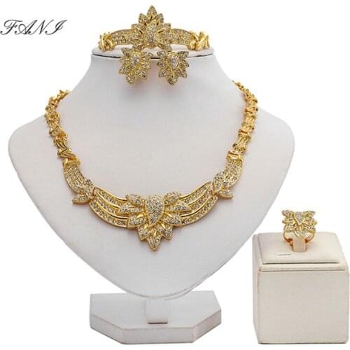 Fani Fashion woman accessories jewelry set Wholesale Fashion African Beads Bridal Jewelry Set Dubai Gold designer jewelry set