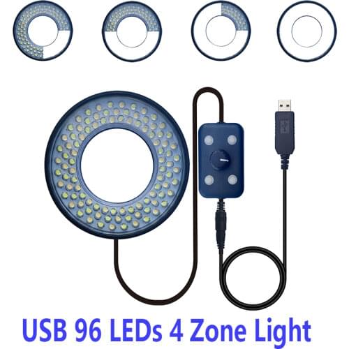 USB 5V LED Ring Integrated Light Illuminator Adjustable Focus Lamp Source for Monocular Binocular Trinocular Stereo Microscope