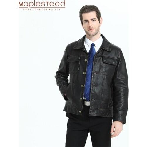 Men Leather Jacket Edged 100% Natural Calfskin Jacket Genuine Leather Jacket Man Cow Skin Coat Male Leather Clothing Autumn M230