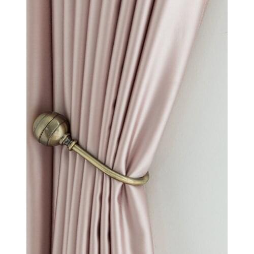 Soft Rose Curtains for Living Dining Room Bedroom High-grade Pure Color Simulation Silk Satin Fabric Nordic Shading Curtains