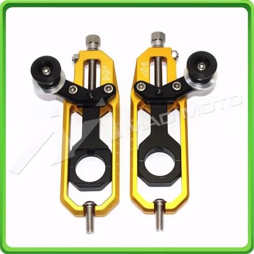 Motorcycle Chain Tensioner Adjuster with spool fit for Suzuki GSXR 600 GSX-R 750 2006 2007 2008 2009 2010 Gold & Black