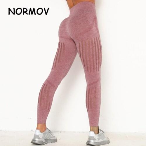 NORMOV Women Seamless Leggings Fitness Push UP High Waist Sexy Hollow Out Legging Yoga PantsSeamless Breathable Workout Leggings