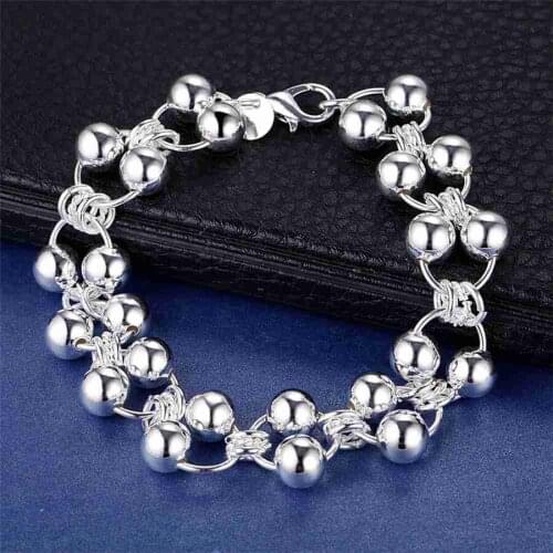Wholesale Silver colorbeads chain for women lady cute noble bracelet fashion charm jewelry wedding party hot gift , LH027