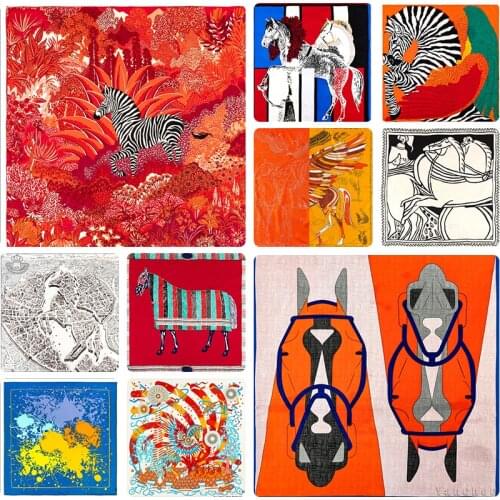 Designer Head Scarf 90 Top Silk Scarfs Hand Rolled Edge Zebra Print Joker Neck Foulard Satin Bandana Silk Scarves 90x90cm