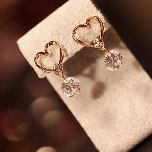 Heart Zircon Drop Earrings For Women Girls Elegant Classic Luxury Style Dangle Earrings Wedding Party Fashion Jewelry Gifts