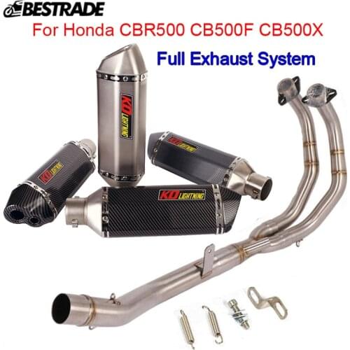 Slip on Full Exhaust System 51mm Muffler Tube Escape Front Connect Link Pipe for Honda CBR500 CB500X CB500F 2013-2019 Stainless