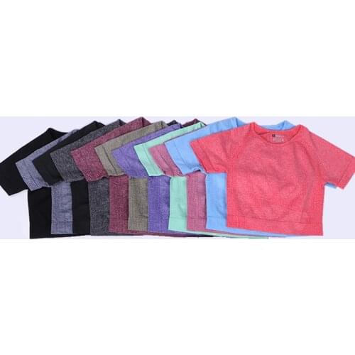 Workout Sports Tops Gym Clothes Sportswear Running T-shirts Sleeve Solid Color Vital Seamless short-sleeved tights