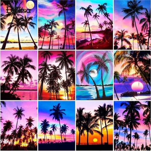 Glass Bottle Diamond Painting Seaside Cross Stitch 5D DIY Diamond Embroidery Sunset Scenery Diamond Mosaic Rhinestones Art Gifts