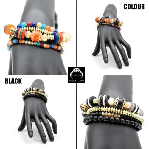 PASSIONS Bohemia Jewelry Colorful Charm Strand Bracelets For Women Multi-layer Beads Bracelets & Bangles Pulseras 4pcs Bracelet