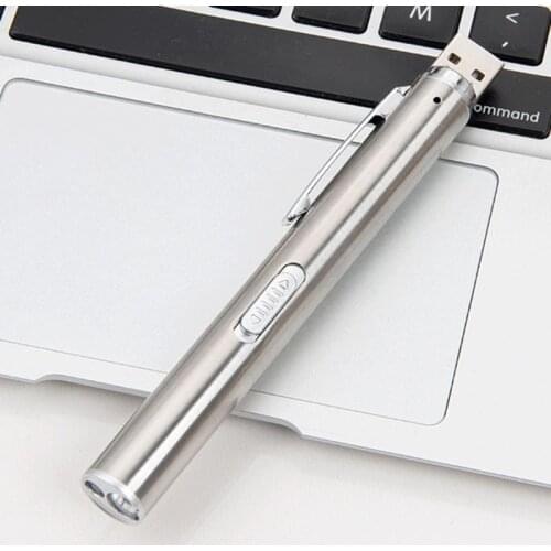 2 in 1 USB Rechargeable Flashlight Oral Otolaryngology Mini Clip LED Torch Light