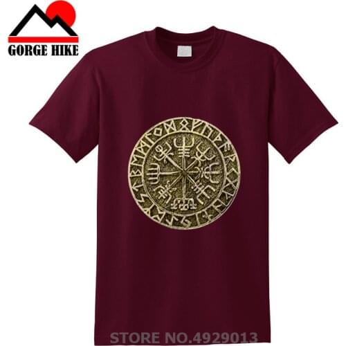 Totem Tee Vegvisir Futhark Runes Navigator Viking Valhalla Odin Men Crew Neck Short Sleeve T Shirts Crazy Adult T-Shirt Designs