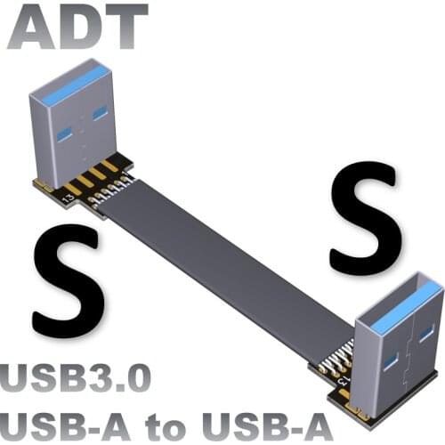 USB3.0 male to female to female ultra-thin transfer flat line A female to A male double bend 5G/BPS at full speed