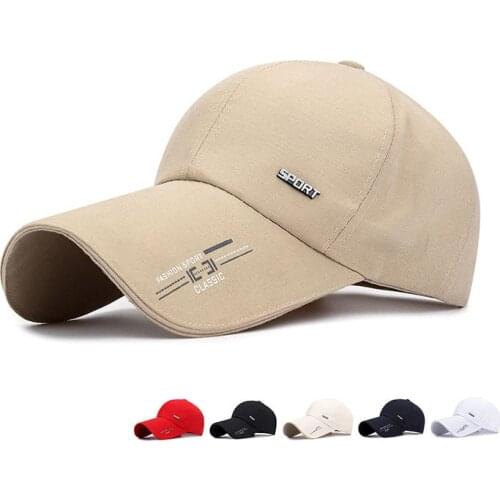 Spring and summer new lengthened eaves sport baseball cap mens outdoor fishing big eaves sun hat ladies cotton canvas hat