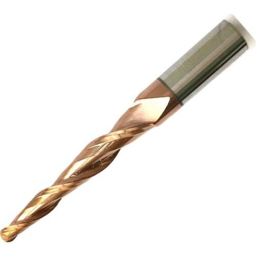 Free shipping-R1.5*D6*30.5*50L HRC55 Tungsten solid carbide Coated Tapered Ball Nose End Mills taper and cone endmills