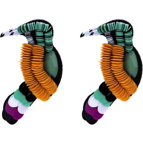 Multicolor Resin Sequins Stud Earrings for Women Multi Round Plastic Pieces Handcraft Parrot Shape Braided Girls Earrings 3A1014