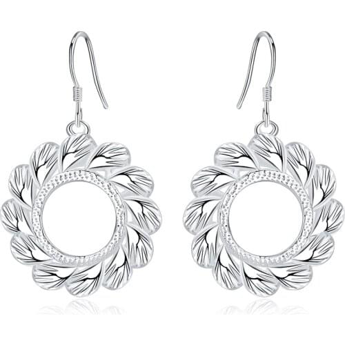 New 925 Sterling Silver Earrings With Rotating Ring For Woman Glamour Jewelry Wedding