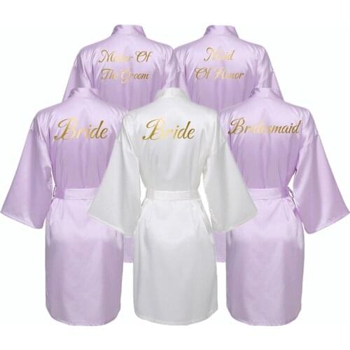 Women Bridesmaid Robes Silk Satin Robe Bride Robe Bridal Wedding Robe Bridal Robe Lavender Solid Robe Gown Silk Robes for Women