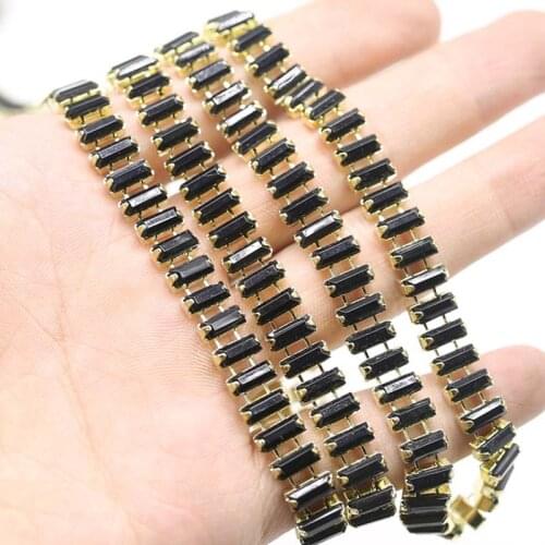 10Yds Acrylic Rhinestone Chain Trim Apparel Sewing Strass Cup Chain Black Silver DIY Garment Decoration