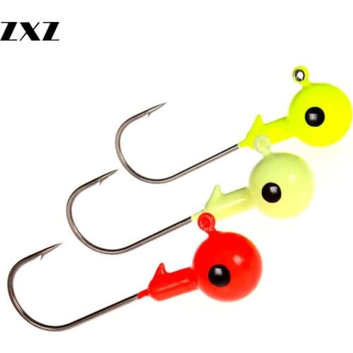 15pcs/Set Lead Head Jig Fishing Hook Big Eye 1G-10G Mixed Colors Lead Jighead Hooks for Fishing Jigging Bait Fishhooks Tackle B4