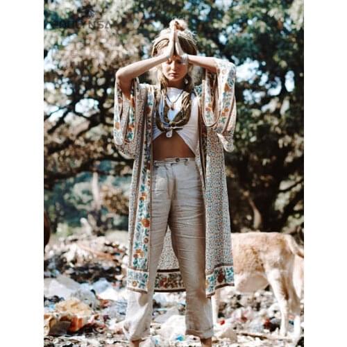 Cotton Beach Kimono Women Cover ups Print Beach Cover up Saida de Banho Para Praia Sarong Robe de Plage cover-ups Tunic #Q803