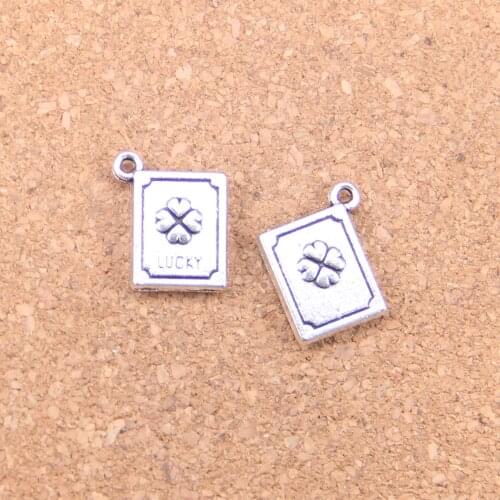 8pcs Charms lucky clover book 15x13x3mm Antique Pendants,Vintage Tibetan Silver Jewelry,DIY for bracelet necklace