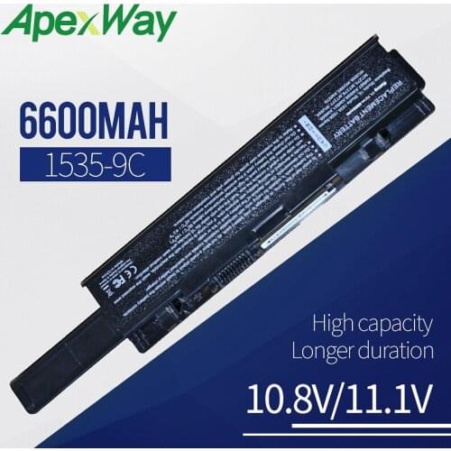 6600mah laptop battery for DELL Studio 1535 1536 1537 1555 1557 1558 MT276 MT277 PW772 RM803 RM804 WU946 WU959for WU960 WU965