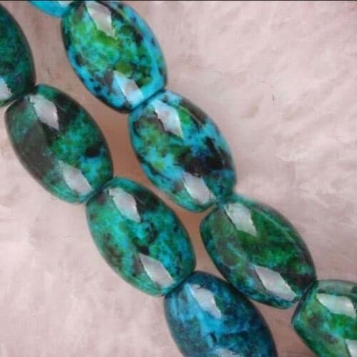 Rice-shaped 8X12mm Azurite Chrysocolla Gemstones Loose Beads 15" AAA