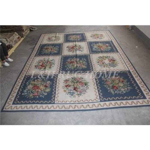 Free shipping 9'X12' RICE CROSS STITCHED needlepoint rugs 100% New Zealand handmade carpet hand knotted area carpet rugs