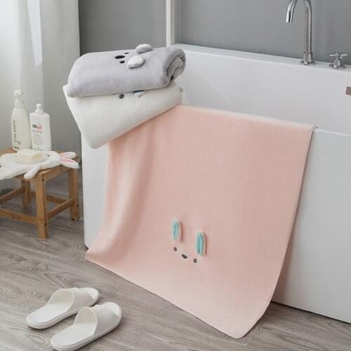 Household Cute Cartoon Embroidered Coral Fleece Bath Towel Soft Sweat-absorbent Breathable And Comfortable Bathroom Towel