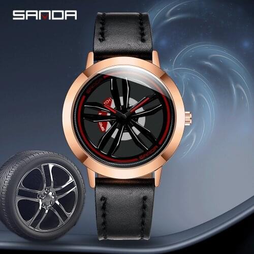 Men Watche Car TiresRotating Dial Top Brand Fashion Bussness Breathable Leather Luminous Quartz Watch for Men Relogio Masculino