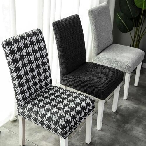 Knitted Jacquard Chair Covers Spandex for Dining Room Office Restaurant Banquet Beach Chair Cover Universal Elasticity