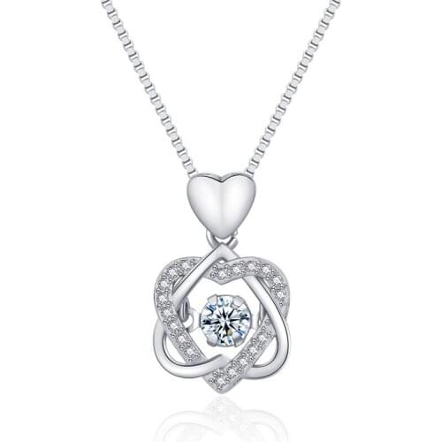 Zircon Double Heart Pendants Necklace Jewelry Smart Heart Necklace Women Rose Gold Pendant Clanvicle Chain