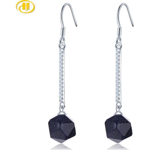 Elegant 925 Silver Dangle Earrings for Women Gemstone Aventurine Wedding Christmas Gift 2019