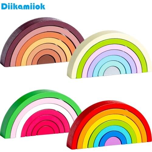 Hot Arch Bridge Rainbow Building Blocks Kids Wood Stacker Baby Toy Color Cognitive Children Montessori Educational Wooden Toys
