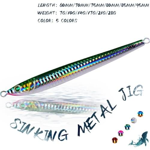 KoKossi 7g/10/ 14g/17g/21g/28g Fishing Lures Metal Jig 3D Cast Laser Hard Artificial Bait Spoon Casting Jigging Fishing Tackle