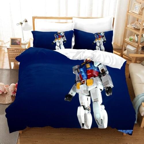 Robot GUNDAM Kids Bedding Set Anime Cartoon Comforter 3D Print Luxury Duvet Cover Set Home Textile Decor Queen King Single Size