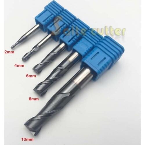 5pcs 2F Double Flute HRC55 Tungsten solid carbide NANO Coated CNC Router aluminum Steel End Mill milling cutter 2,4,6,8,10mm
