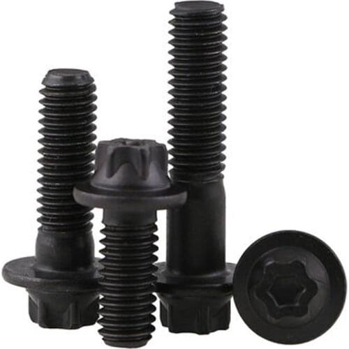 M5 M6 Torx Hex Screw T&TX Flange Head Screws Hexagonal Bolt Grade 12.9 Black